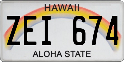 HI license plate ZEI674