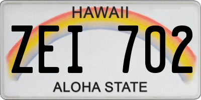HI license plate ZEI702
