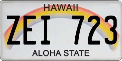 HI license plate ZEI723