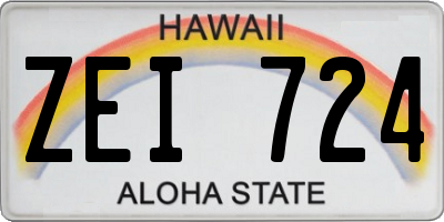 HI license plate ZEI724