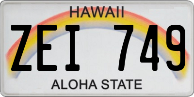 HI license plate ZEI749