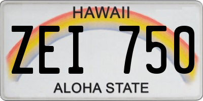 HI license plate ZEI750