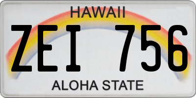 HI license plate ZEI756