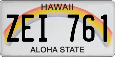 HI license plate ZEI761