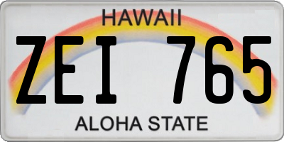 HI license plate ZEI765