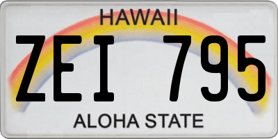 HI license plate ZEI795