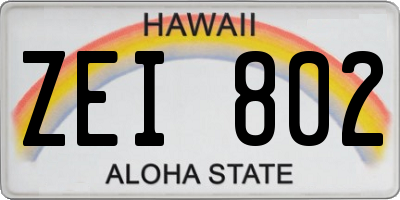 HI license plate ZEI802