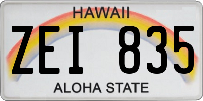 HI license plate ZEI835
