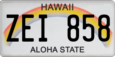 HI license plate ZEI858