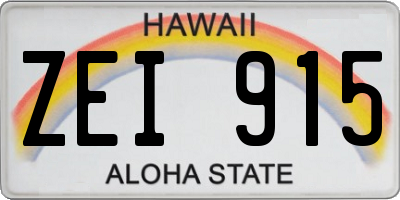 HI license plate ZEI915