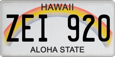 HI license plate ZEI920