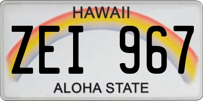 HI license plate ZEI967
