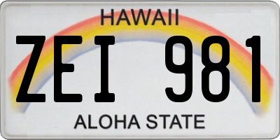 HI license plate ZEI981