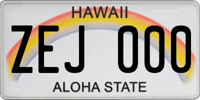 HI license plate ZEJ000