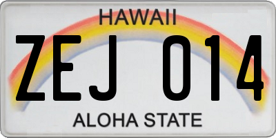 HI license plate ZEJ014