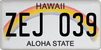 HI license plate ZEJ039