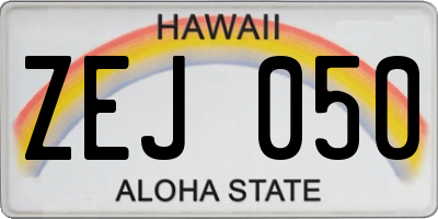 HI license plate ZEJ050
