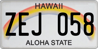 HI license plate ZEJ058