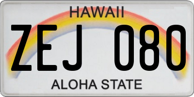 HI license plate ZEJ080