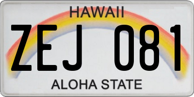 HI license plate ZEJ081