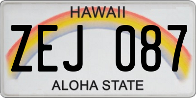 HI license plate ZEJ087