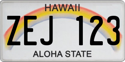 HI license plate ZEJ123