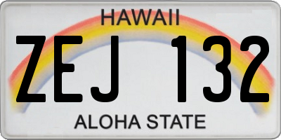 HI license plate ZEJ132