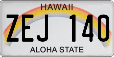 HI license plate ZEJ140