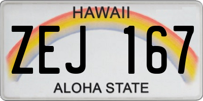 HI license plate ZEJ167
