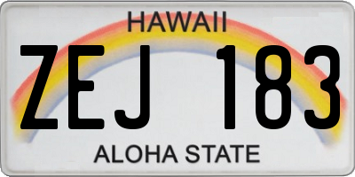 HI license plate ZEJ183