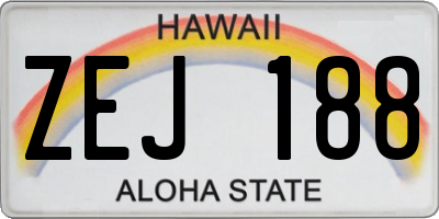 HI license plate ZEJ188