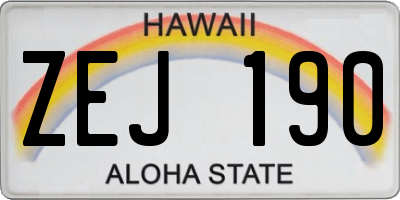 HI license plate ZEJ190