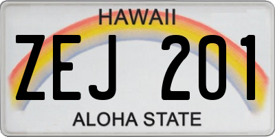 HI license plate ZEJ201