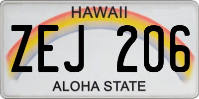 HI license plate ZEJ206