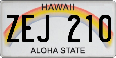 HI license plate ZEJ210