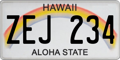 HI license plate ZEJ234