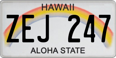 HI license plate ZEJ247