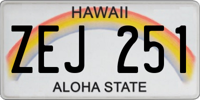 HI license plate ZEJ251