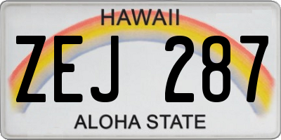 HI license plate ZEJ287