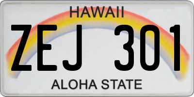 HI license plate ZEJ301