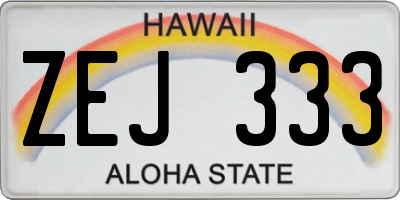 HI license plate ZEJ333
