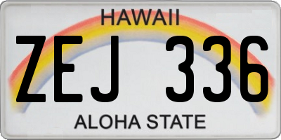 HI license plate ZEJ336