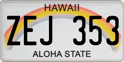 HI license plate ZEJ353