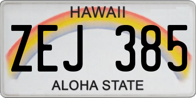 HI license plate ZEJ385