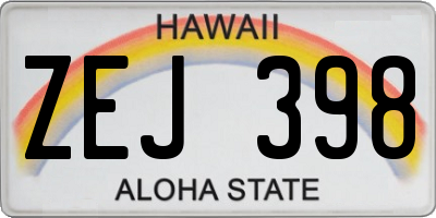 HI license plate ZEJ398
