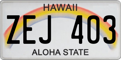 HI license plate ZEJ403