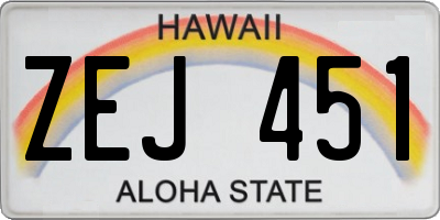 HI license plate ZEJ451