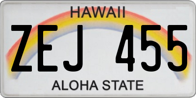 HI license plate ZEJ455