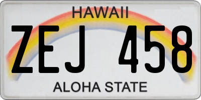 HI license plate ZEJ458