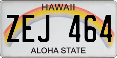 HI license plate ZEJ464